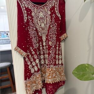 Embellished Red and Gold Dress